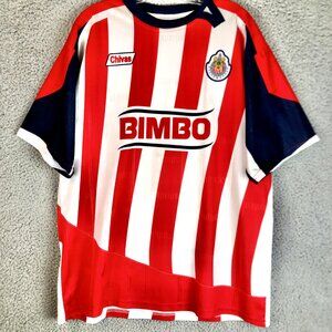 Civas de Guadalajara vintage Bimbo Red and White Striped soccer Jersey very rare